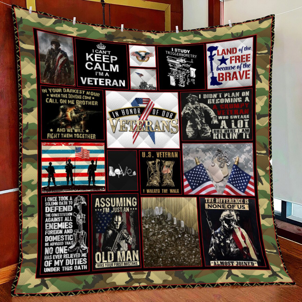 Us Veteran 2 Fleece Blanket Quilt Blanket