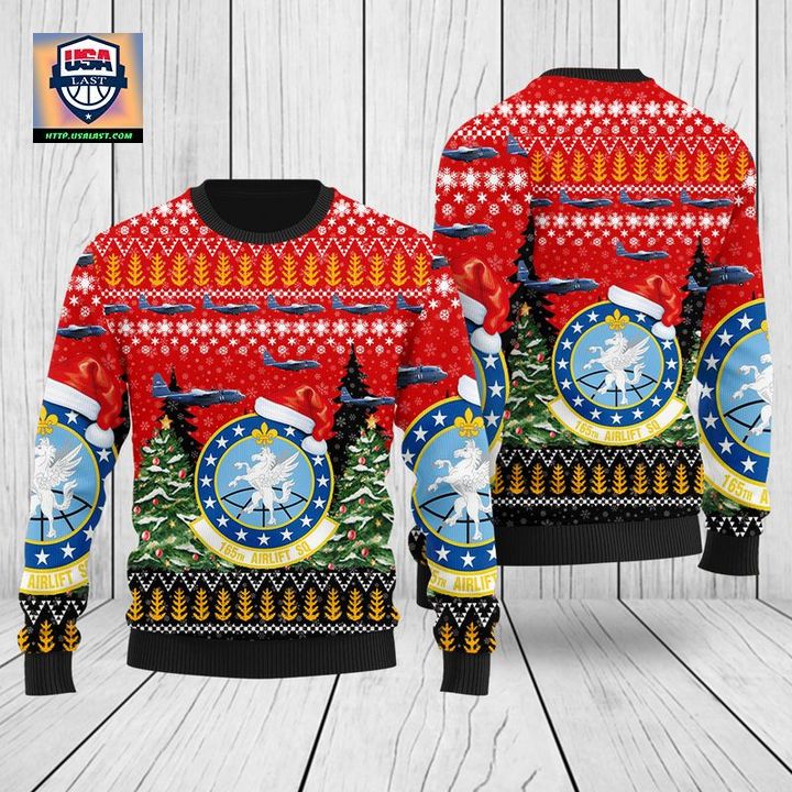 USAF Kentucky Air National Guard 165th Airlift Squadron Lockheed C-130H Hercules Christmas Sweater 3D