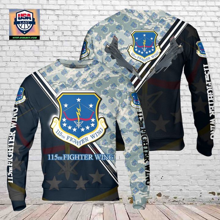 USAF Wisconsin Air National Guard 115th Fighter Wing F-16 Fighting Falcon Christmas AOP Sweater