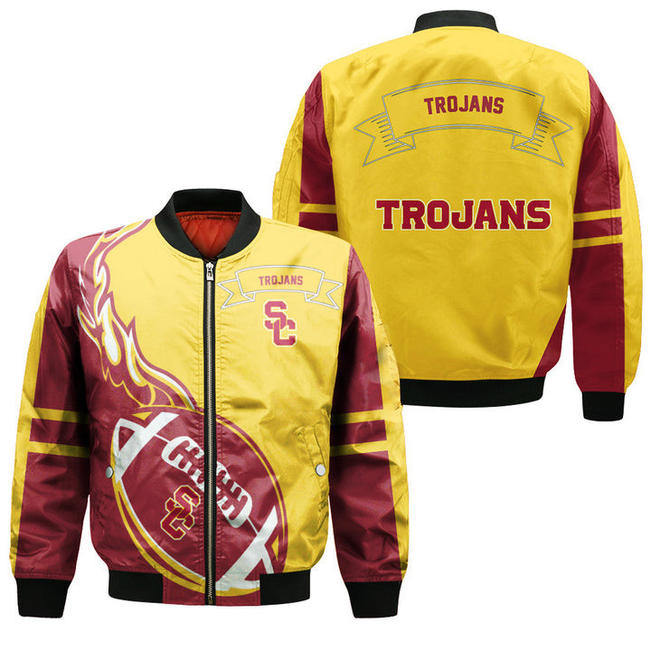 USC Trojans Gold Cardinal Bomber Jacket | NCAA College Team Jacket for Men & Women | Sports Fan Gift
