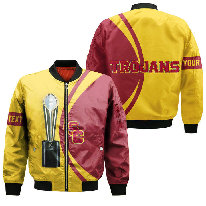USC Trojans Personalized Text National Champions Bomber Jacket | NCAA College Team Jacket for Men & Women | Sports Fan Gift