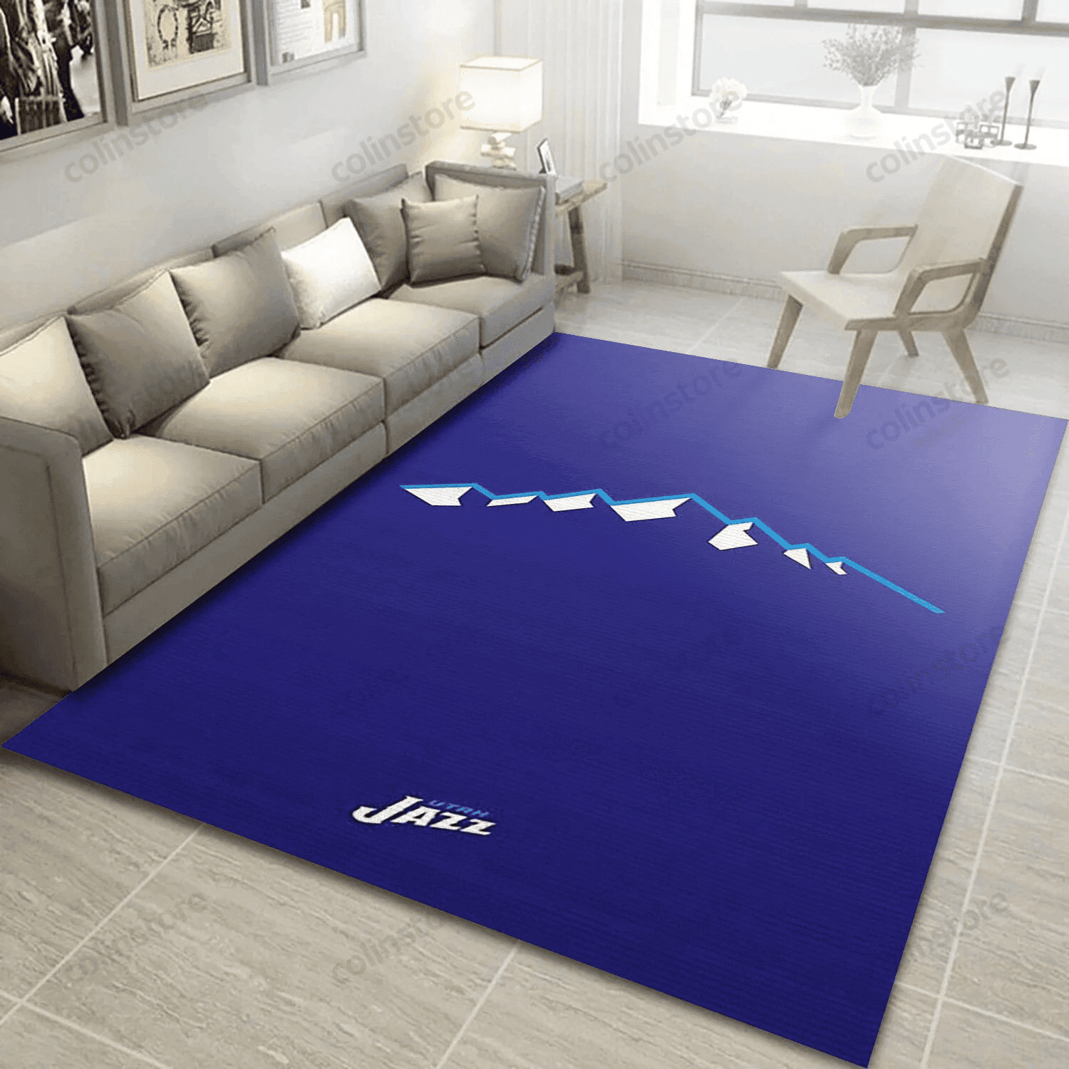 Utah Jazz Blue Gifts 3D Rectangle Area Rug – Full Print Carpet For Living Room & Bedroom Home Decor