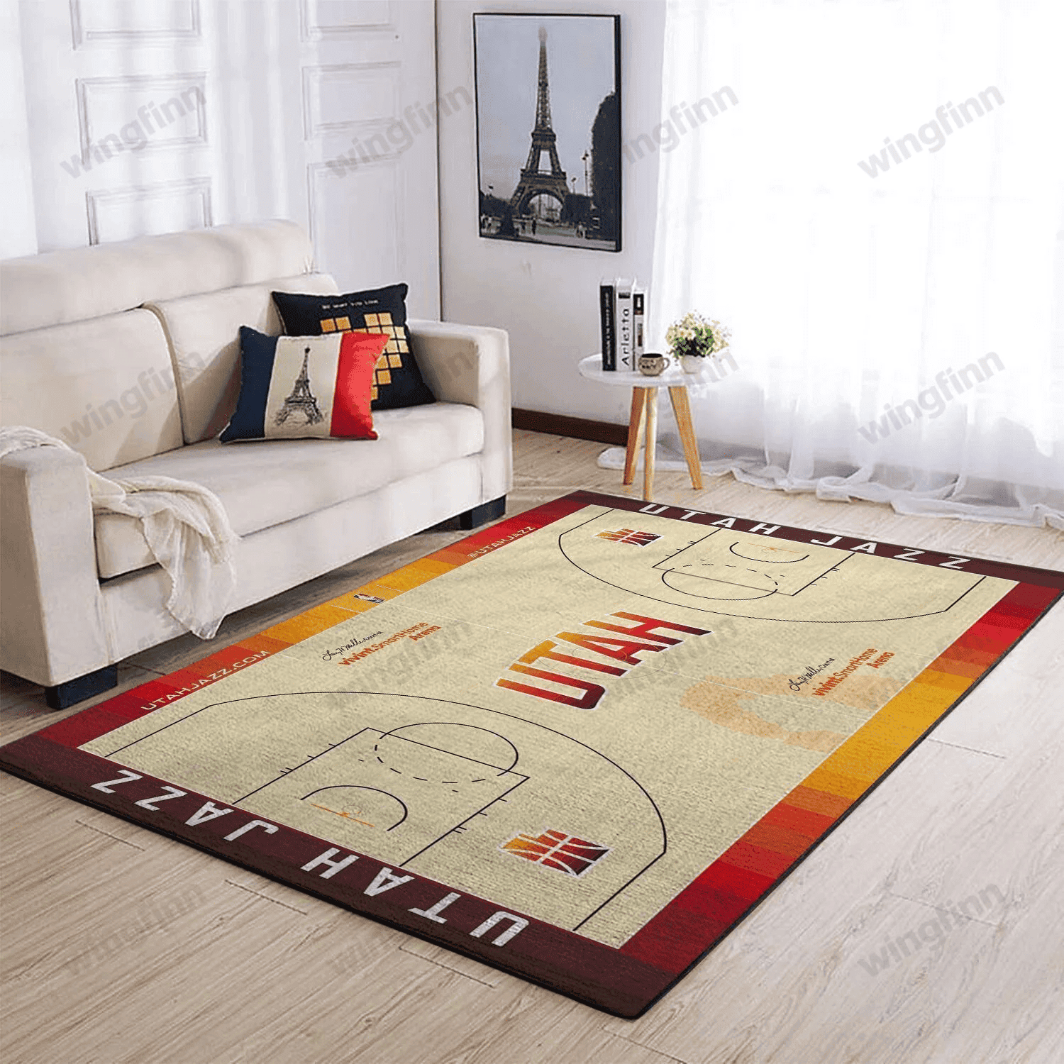 Utah Jazz Team Logo Rectangle Area Rug – Full Print Carpet For Living Room & Bedroom Home Decor