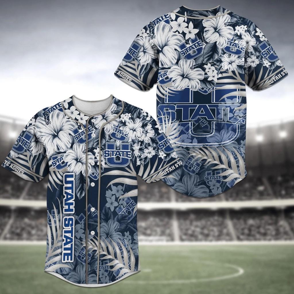 Utah State Aggies Ncaa Baseball Jersey Shirt With Flower Design
