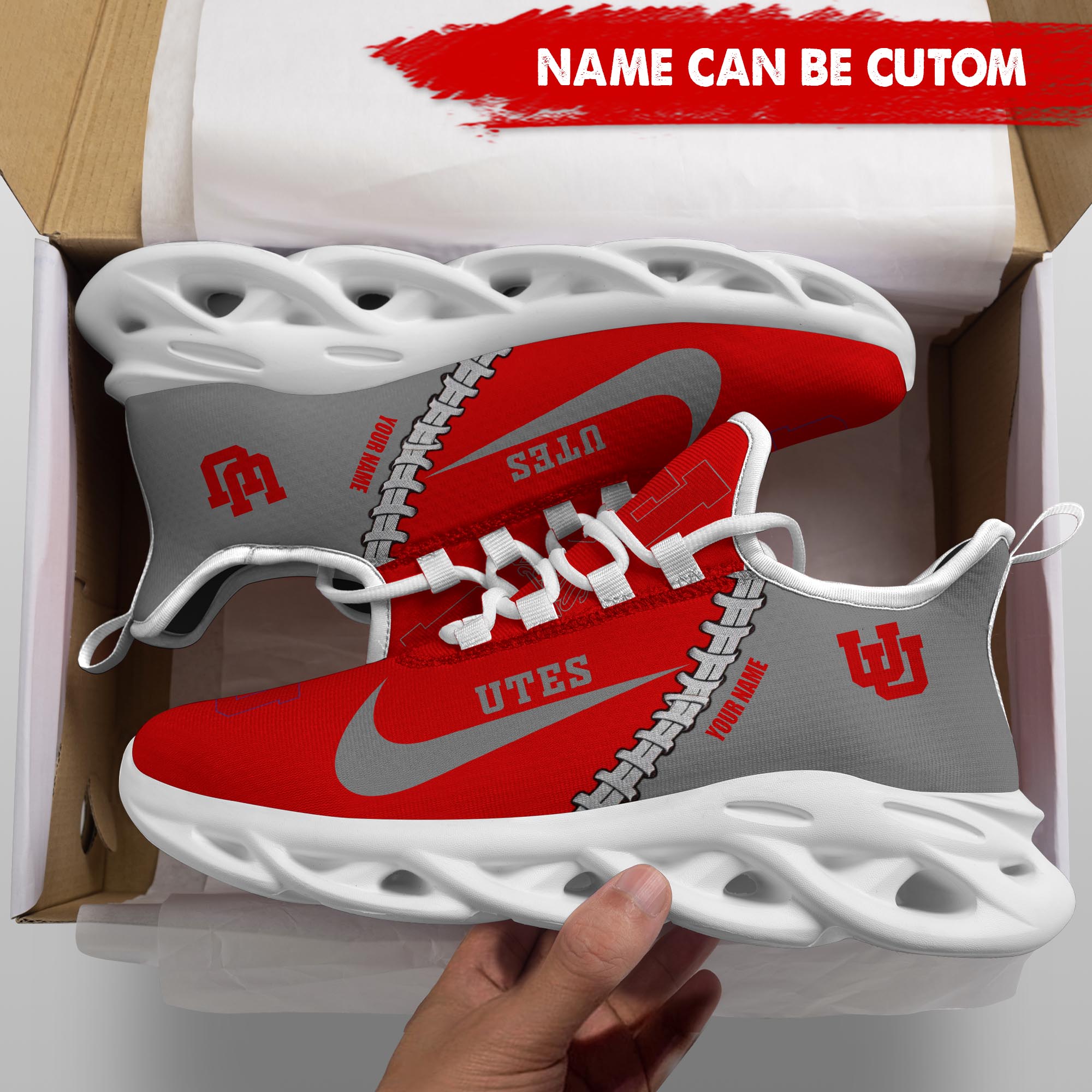 Utah Utes Max Soul Shoes Sneakers for Men And Women – NCAA Fan Shoes, Team Sneakers - Image 5