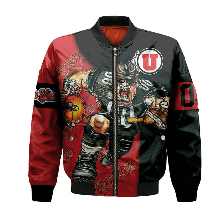 Utah Utes Personalized Name Number Red Black Bomber Jacket | NCAA College Team Jacket for Men & Women | Sports Fan Gift