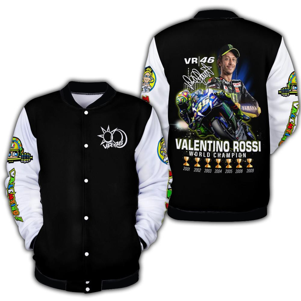 Valentino Rossi MotoGP VR46 Racing Signature Baseball Jacket for Men & Women | Vehicle Brand Fan Gift