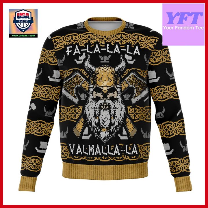 Valhalla Viking Fa La La La For Adults Gag 3d Ugly Christmas Sweater