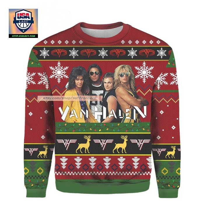 Van Halen Rock Band Members Ugly Christmas 3D Sweater