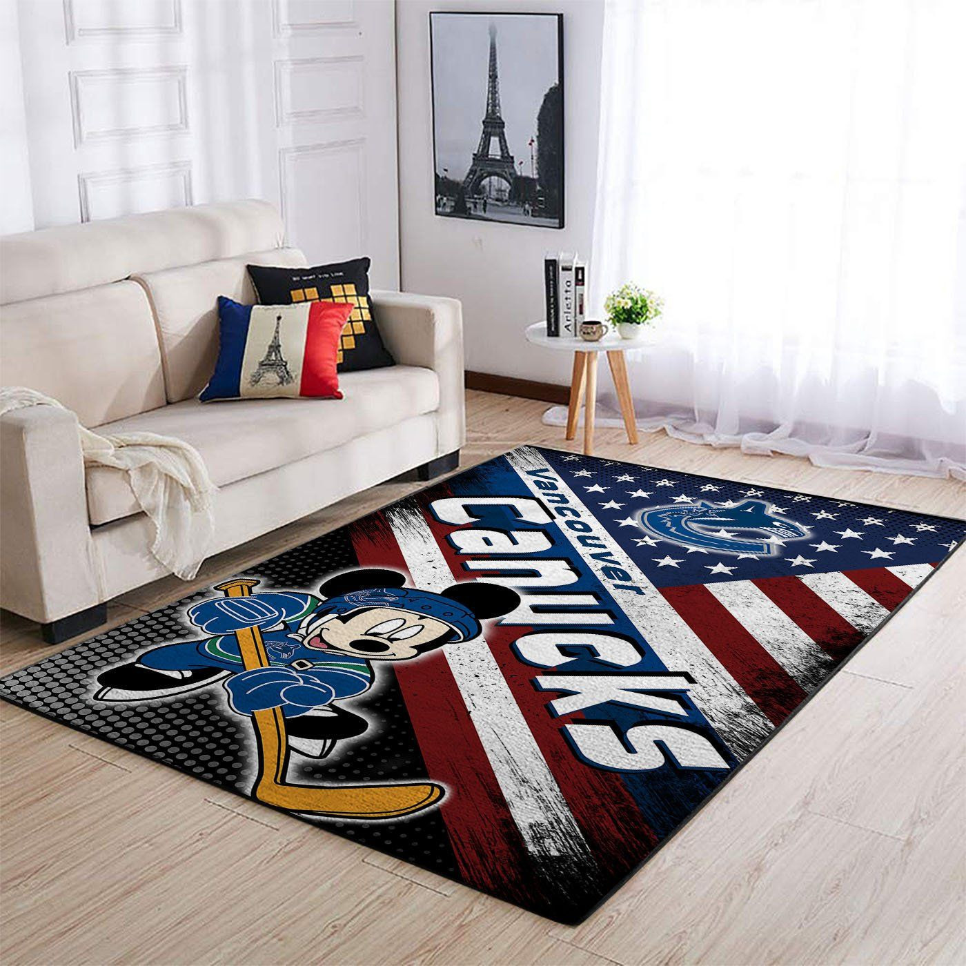 Vancouver Canucks Team Logo Mickey Us Rectangle Area Rug – Full Print Carpet For Living Room & Bedroom Home Decor