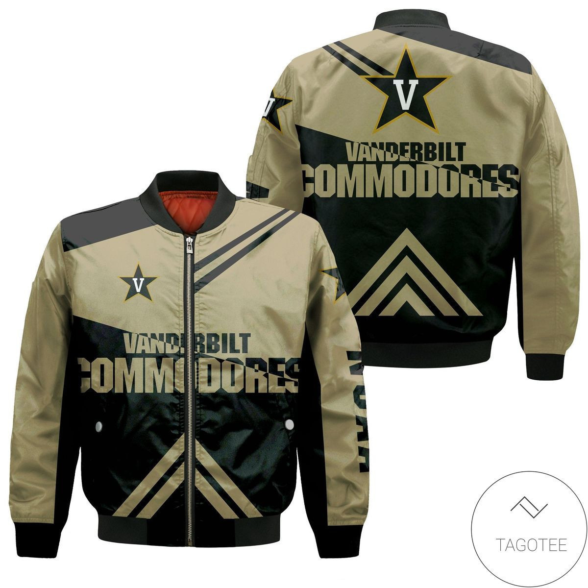 Vanderbilt Commodores Stripes Cross Shoulders Bomber Jacket | NCAA College Team Jacket for Men & Women | Sports Fan Gift