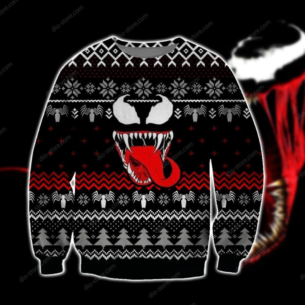 Venom Knitting Pattern 3D Print Ugly Christmas Sweater