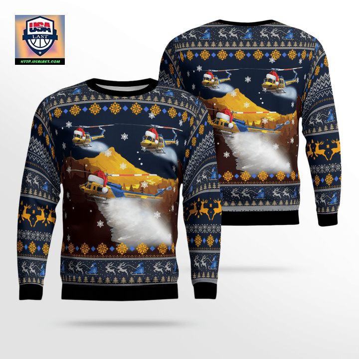 Ventura County Sheriff Fire Support Bell 205A-1 Christmas AOP Sweater