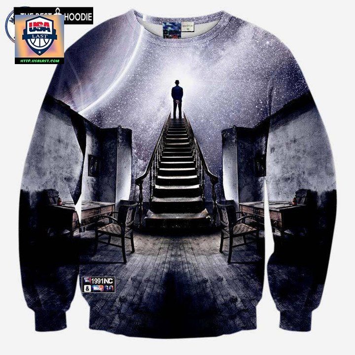 Very Popular Style Mens 3D Sweaters Print A Person Watch The Space Meteor Shower Casual Stairs Ladder