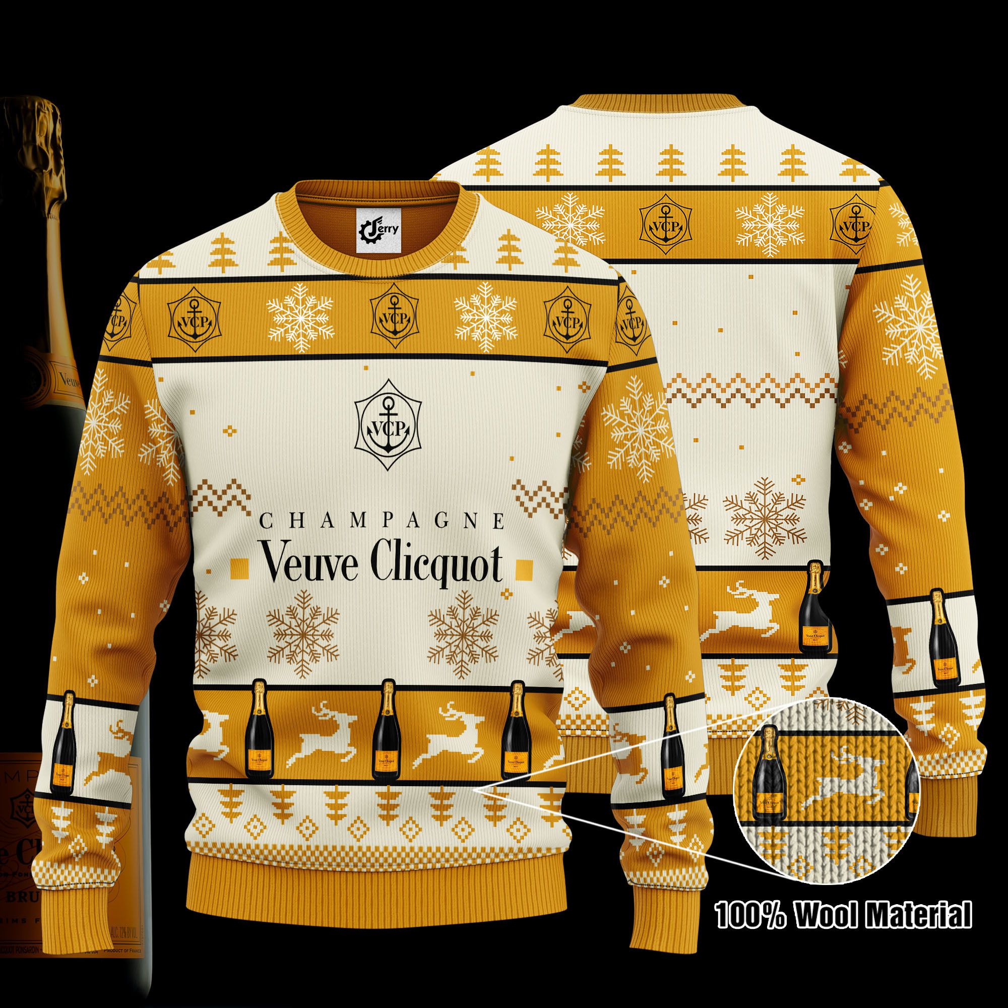 Veuve Clicquot 3D Print Ugly Christmas Sweater, Hoodie, Zip Hoodie, Bomber Jacket