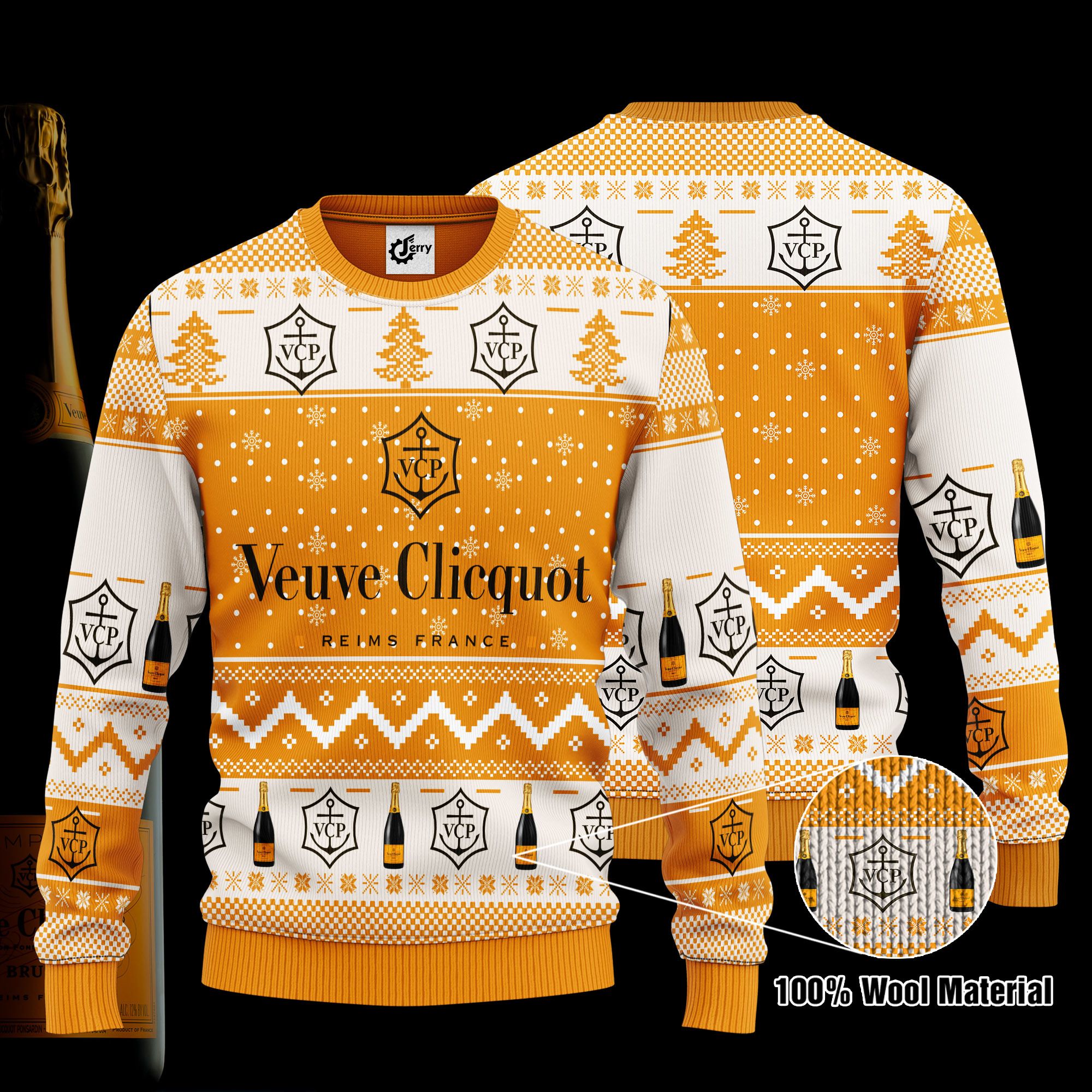 Veuve Clicquot 3D Print Ugly Christmas Sweater, Hoodie, Zip Hoodie, Bomber Jacket