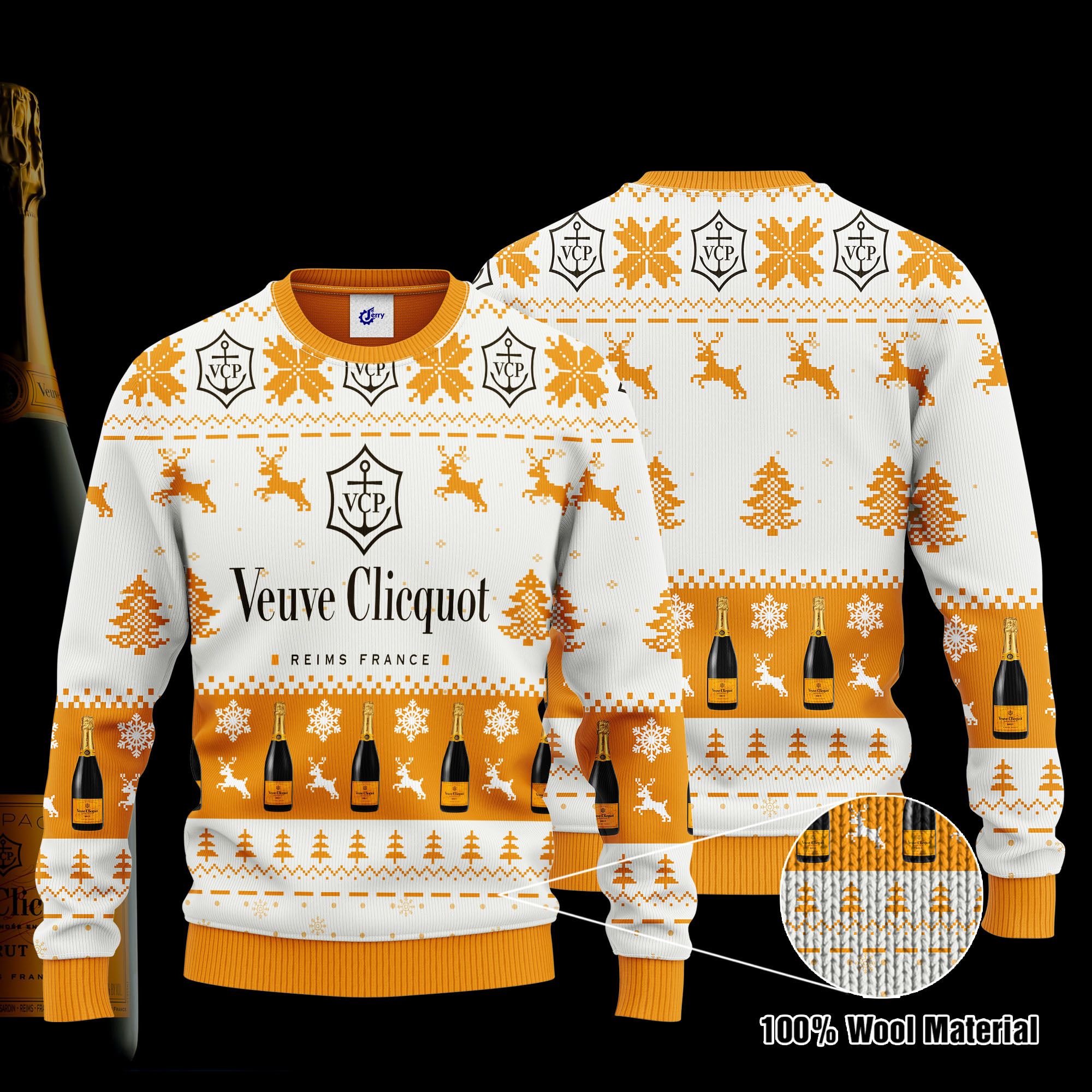 Veuve Clicquot 3D Print Ugly Christmas Sweater, Hoodie, Zip Hoodie, Bomber Jacket