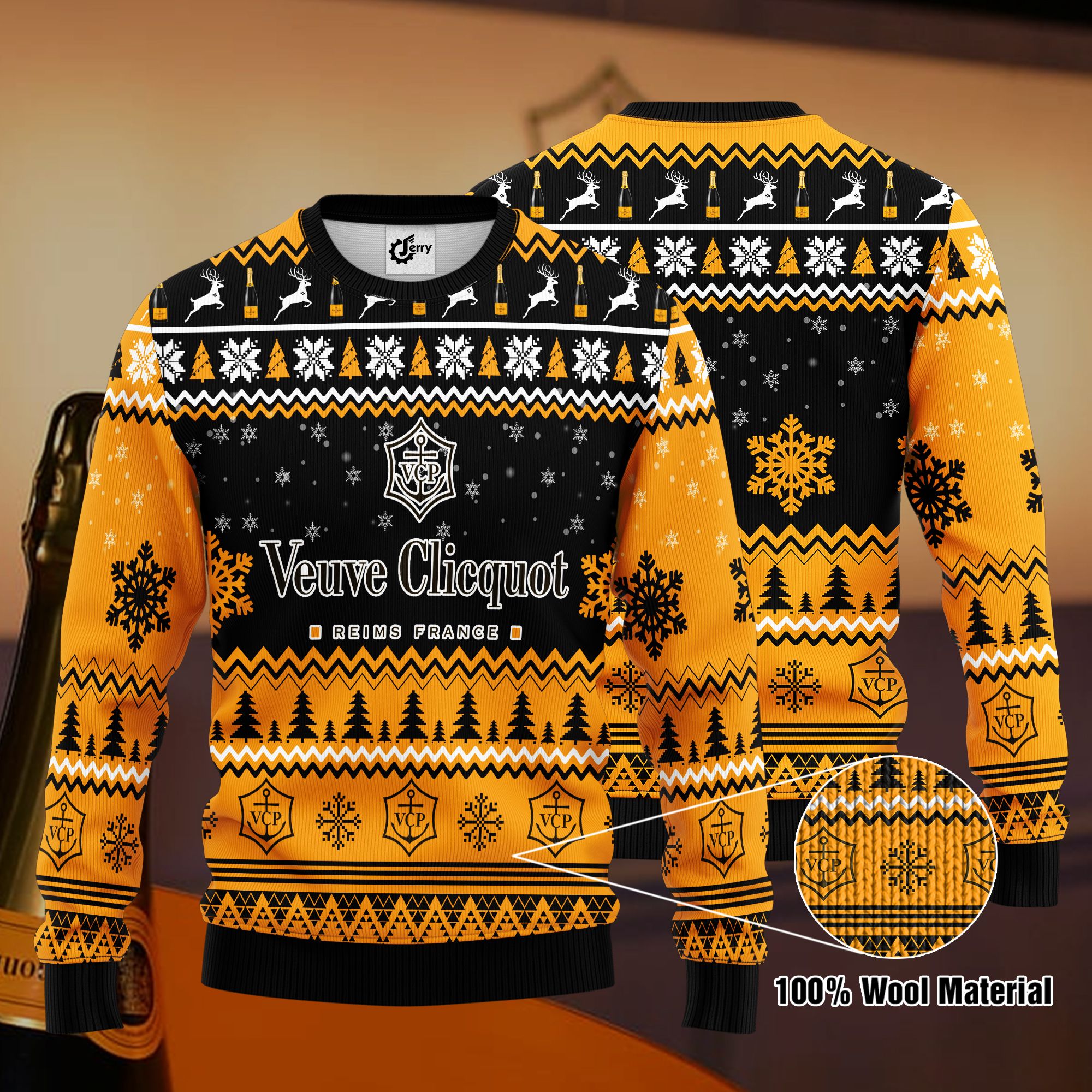 Veuve Clicquot 3D Print Ugly Christmas Sweater, Hoodie, Zip Hoodie, Bomber Jacket