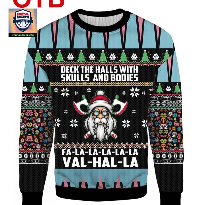 Viking Deck The Halls With Skulls And Bodies Ugly Xmas 3D Christmas Sweater