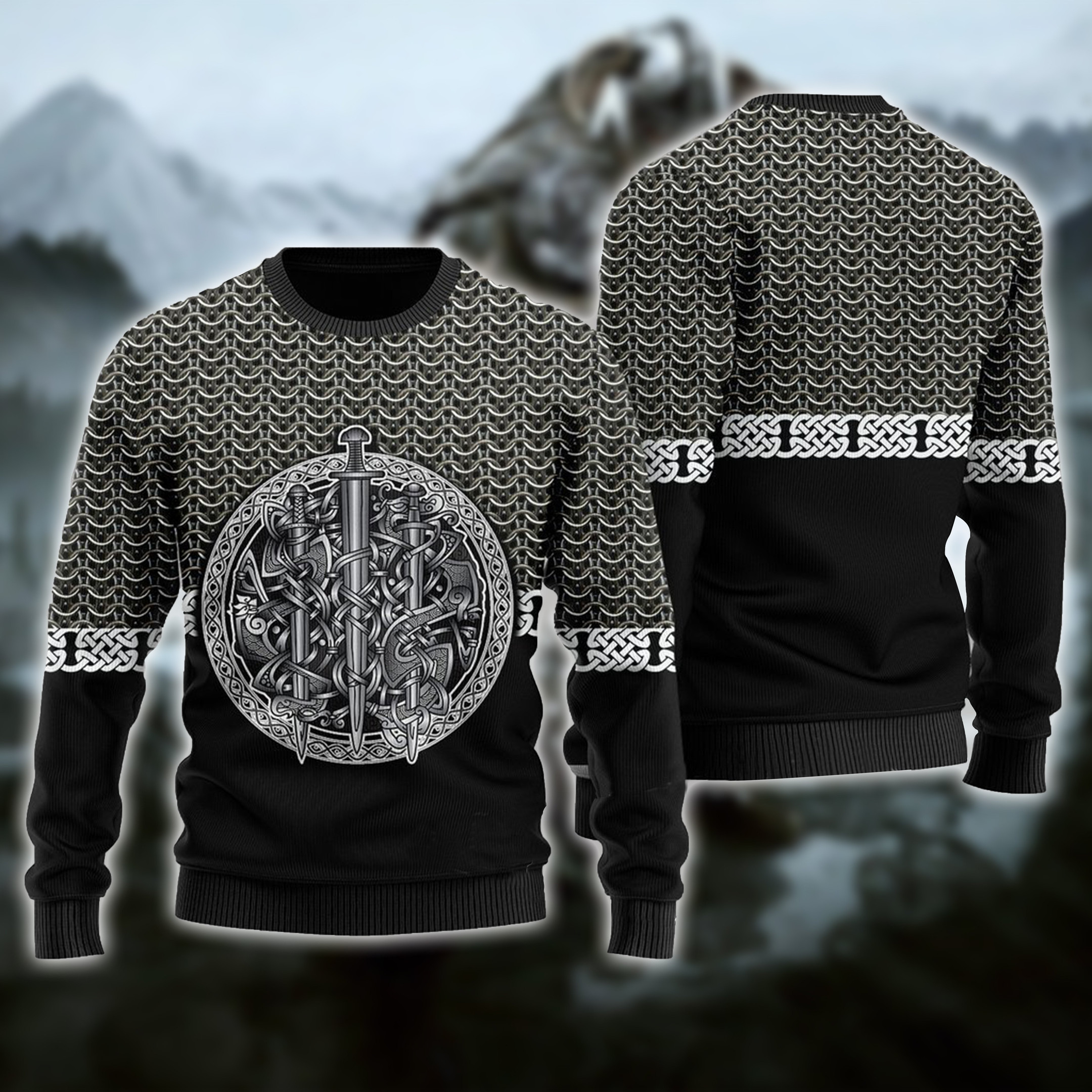 Viking Sword Ugly Christmas Sweater, Perfect Holiday Gift