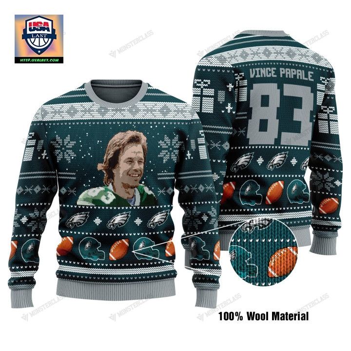 Vince Papale 83 Philadelphia Eagles Nfl Christmas Sweater