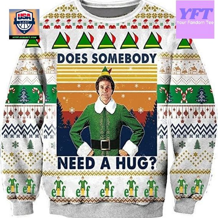 Vintage Does Somebody Need A Hug Retro Funny 3d Ugly Christmas Sweater