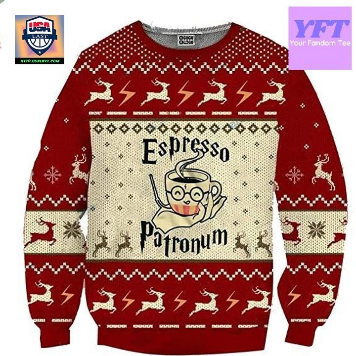 Vintage Espresso Patronumm Funny Retro Espresso 3d Ugly Christmas Sweater