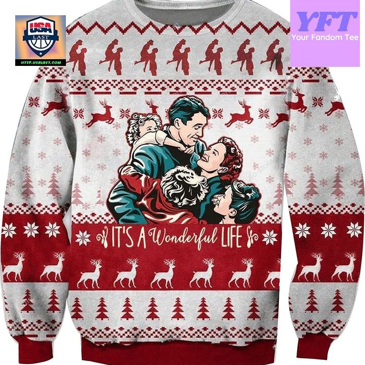 Vintage Its A Wonderful Life Family 3d Ugly Christmas Sweater
