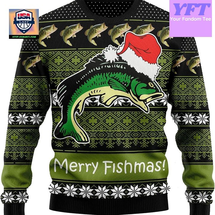 Vintage Merry Fishmas Retro Fish 3d Ugly Christmas Sweater