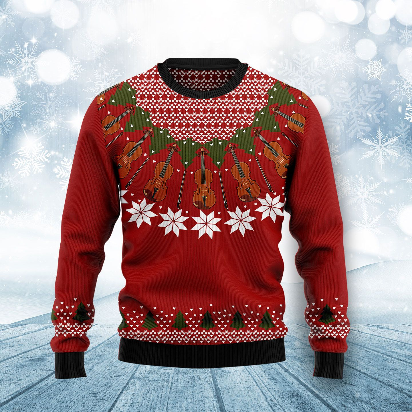 Violin Lover Ugly Christmas Sweater, Perfect Holiday Gift