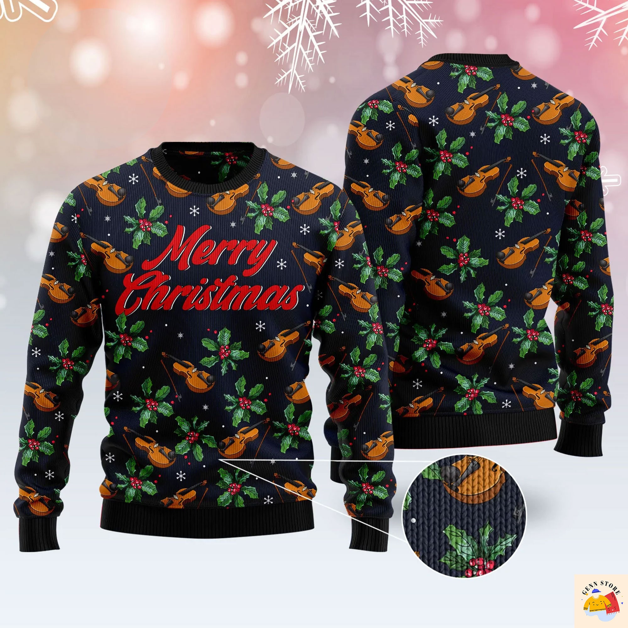 Violin Ugly Christmas Sweater