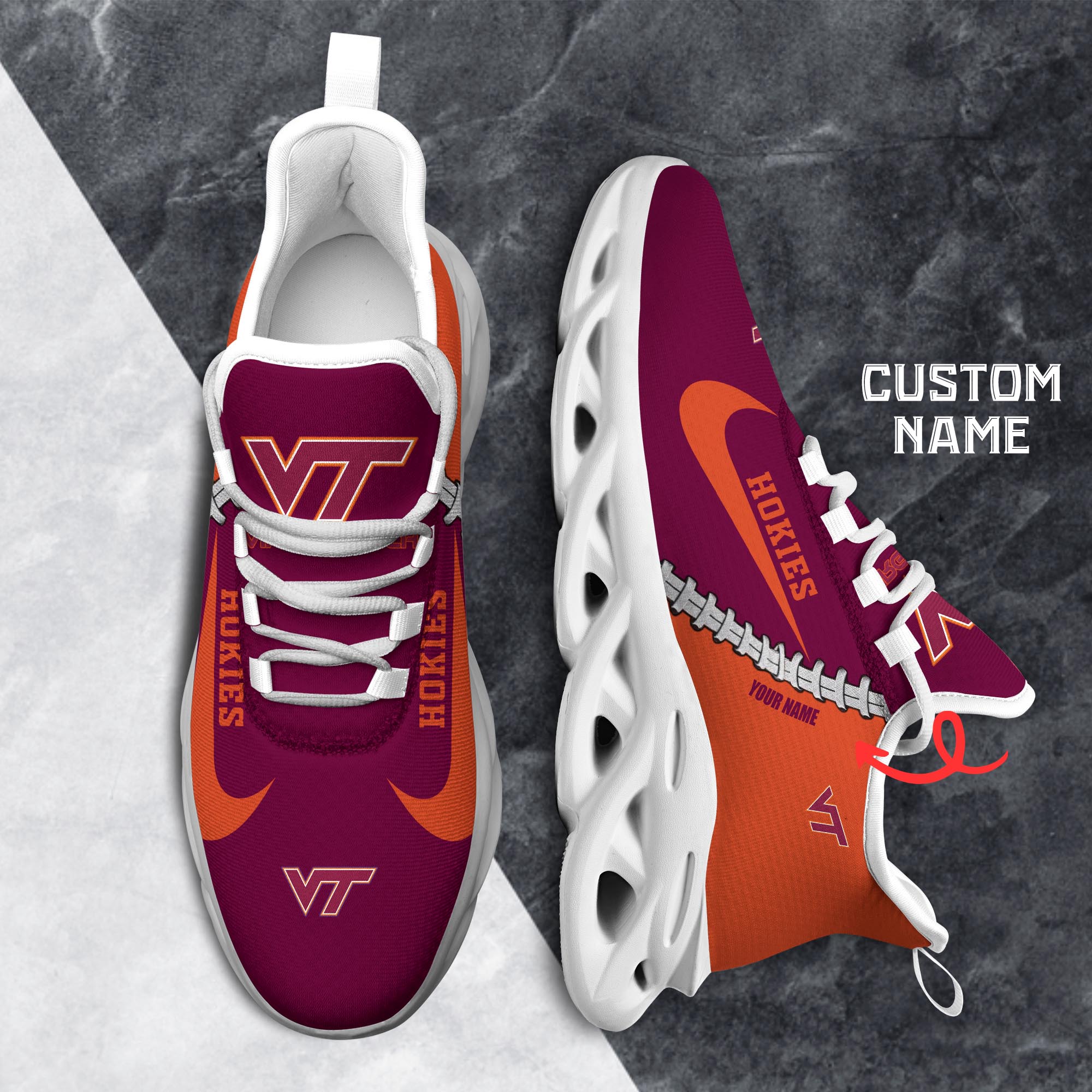 Virginia Tech Hokies Max Soul Shoes Sneakers for Men And Women – Casual Shoes, Streetwear Shoes - Image 6