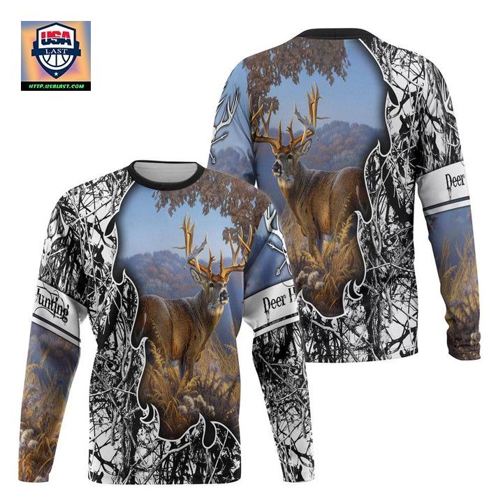 Viticstore Deers Hunting Blue Sky 3D Black White Shade All Over Printed Xl Sweater For Men