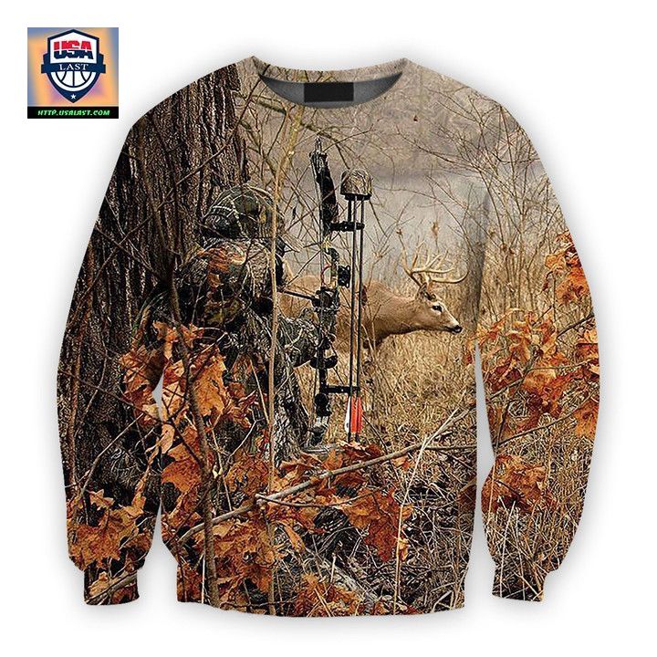 Viticstore Deers Hunting Falling Leaves 3D Brown Shade All Over Printed 3Xl Sweater For Hunter