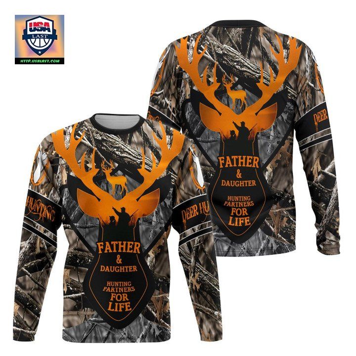 Viticstore Father And Daughter Hunting Partners Brown Orange Shade All Over Printed 3Xl Sweater For Men