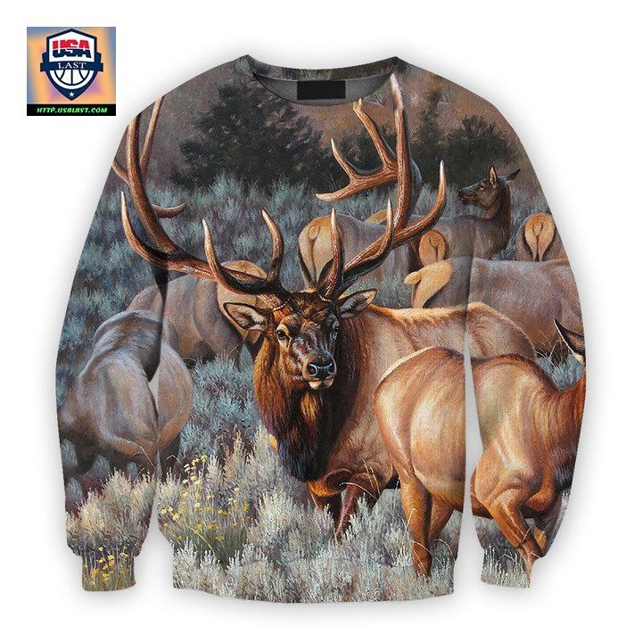 Viticstore Hunting Bucks Dry Field 3D Brown Shade All Over Printed 2Xl Sweater
