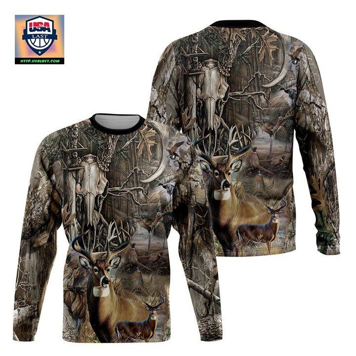 Viticstore Hunting In The Wood 3D Grey Shade All Over Printed 2Xl Sweater