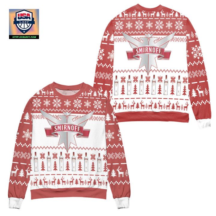 Vodka Smirnoff Red Label Logo Ugly Christmas Sweater