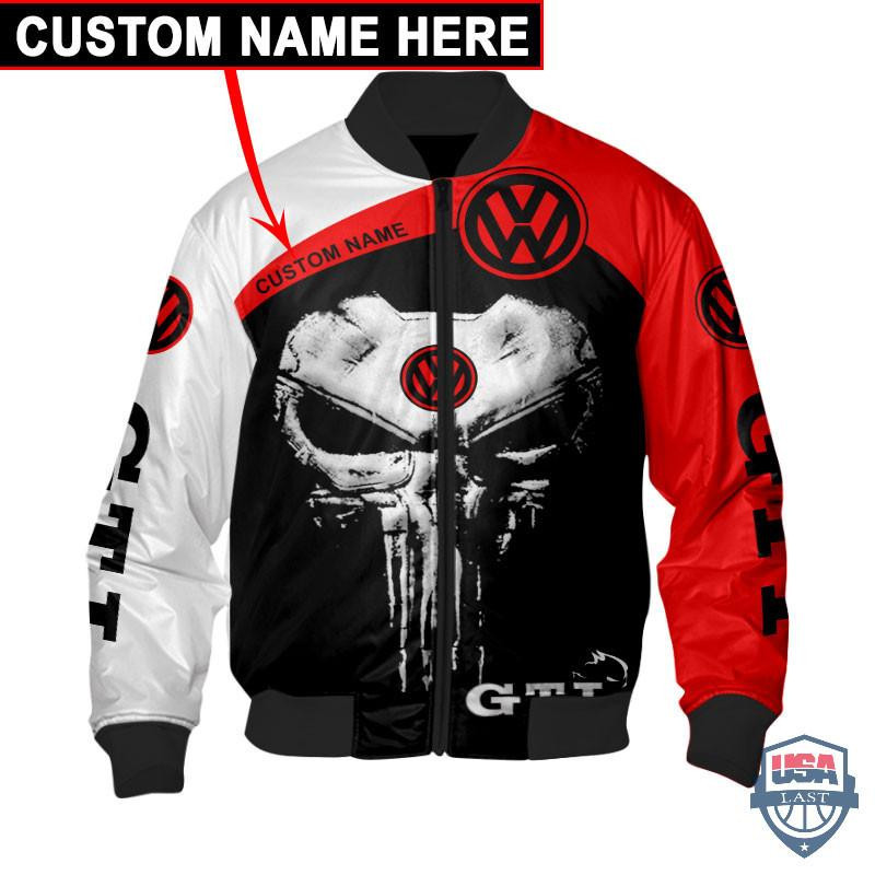 Volkswagen Gti Punisher Skull Personalized Bomber Jacket | Automotive Jacket for Men & Women | Car Fan Gift