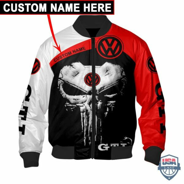 Volkswagen Gti Punisher Skull Personalized Bomber Jacket | Automotive Jacket for Men & Women | Car Fan Gift