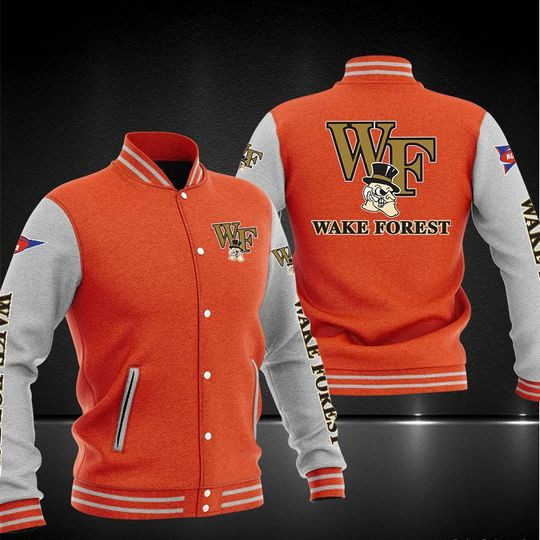 Wake Forest Demon Deacons Orange White Varsity Baseball Jacket for Men & Women | NCAA Team Fan Gift