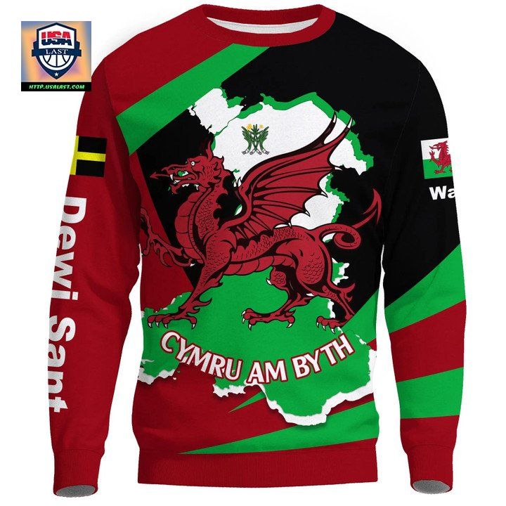 Wales Sweater St Davids Day With Map And Flag A22