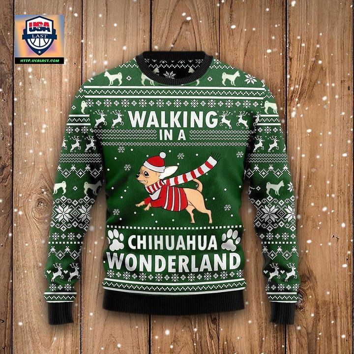 Walking In A Chihuahua Wonderland Sweater Snowflake Vintage Christmas Sweater Dog Lover