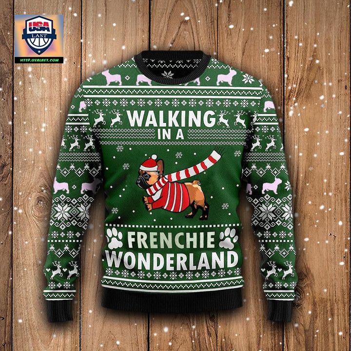 Walking In A Frenchie Wonderland Graphic Crewneck Sweater Christmas Gift For Dog Lover
