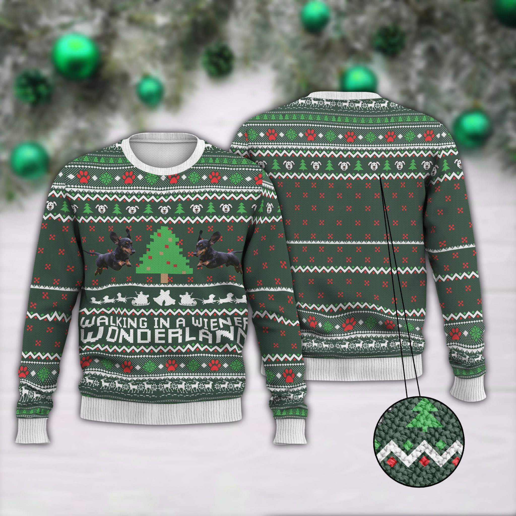 Walking In A Wiener Wonderland Ugly Christmas Sweater, Perfect Holiday Gift