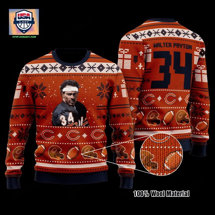 Walter Payton 34 Chicago Bears Nfl Christmas Sweater