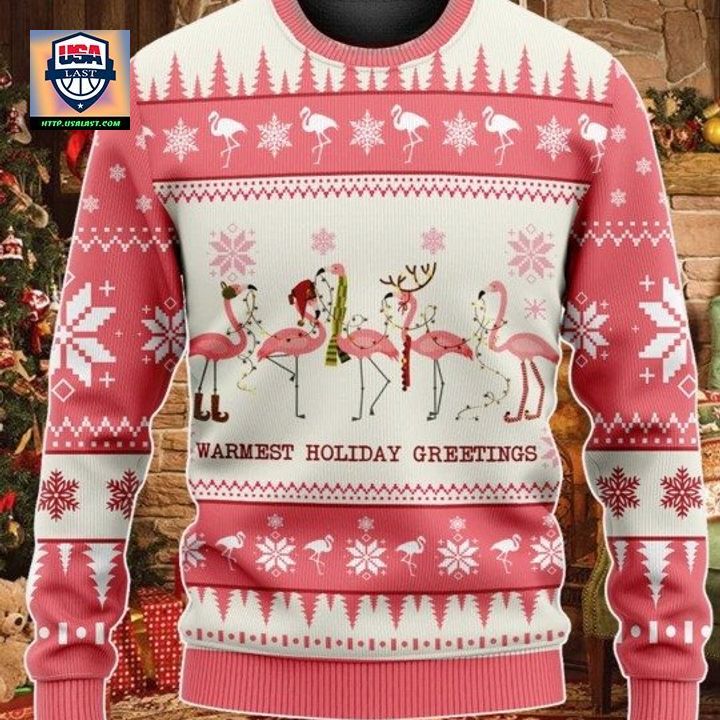Warmest Holiday Greetings Flamingo Chritsmas Sweater Hoodie