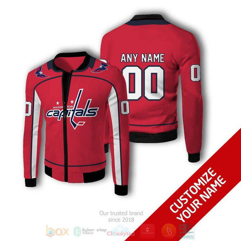 Washington Capitals Personalized Name Number Red Bomber Jacket | NHL Team Jacket for Men & Women | Hockey Fan Gift