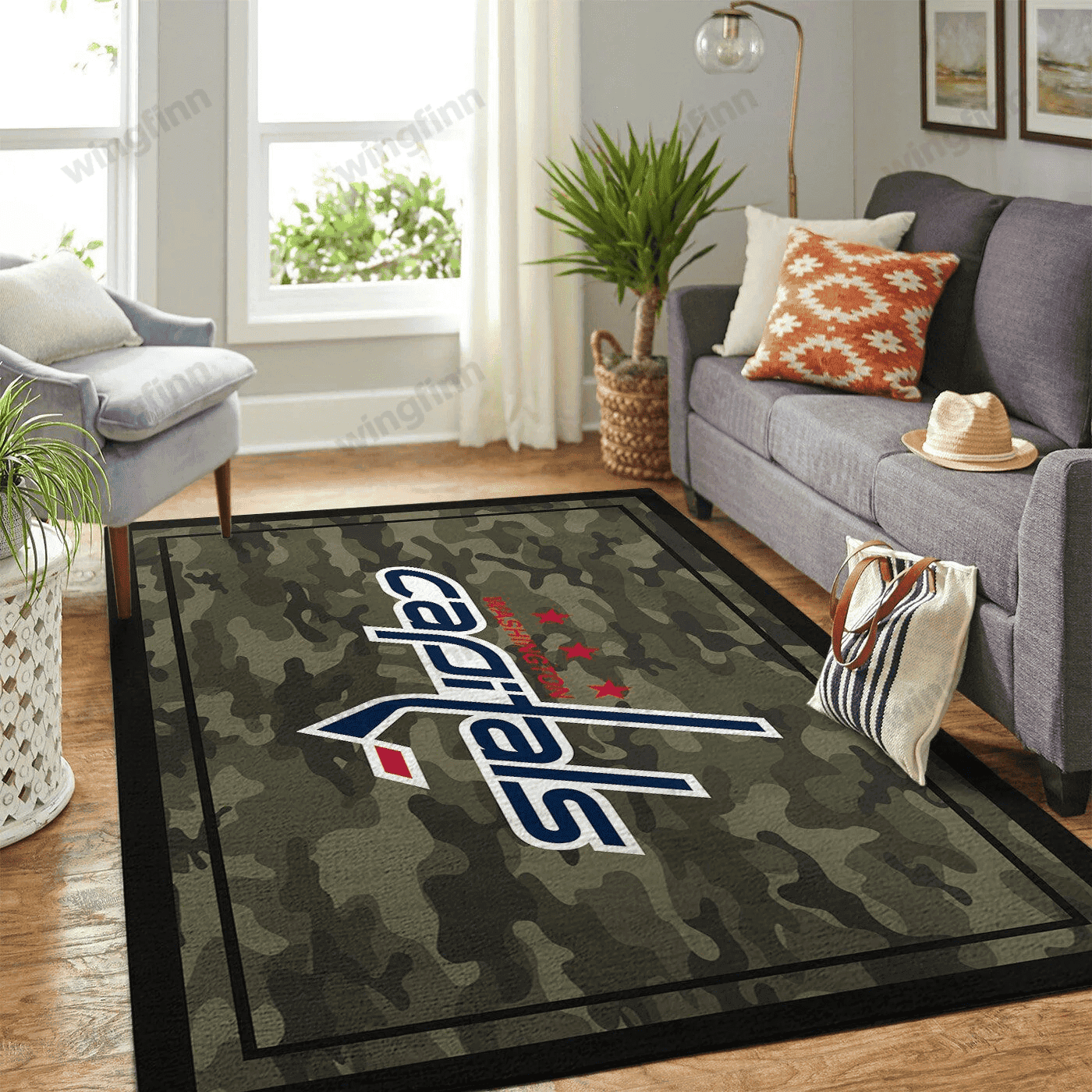 Washington Capitals Rectangle Area Rug – Full Print Carpet For Living Room & Bedroom Home Decor