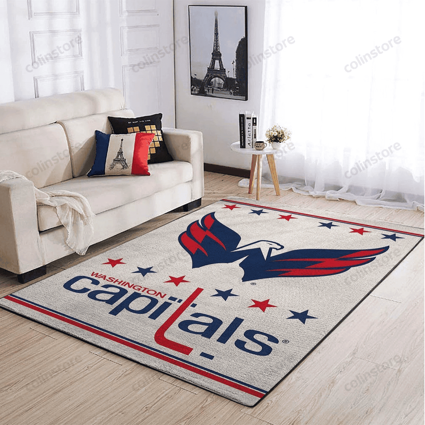 Washington Capitals Team Logo Rectangle Area Rug – Full Print Carpet For Living Room & Bedroom Home Decor